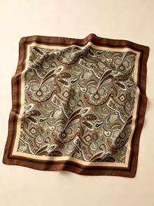 1pc Bohemian Style Paisley Print Women's Headscarf, Versatile Casual Silk Scarf For Spring And Summer, Vacation Sun Protection Shawl, Suitable For Daily Wear - Pink - View 5