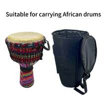 Thick Professional 10-Inch & 12-Inch African Drum Bag, Oxford Cloth With Accessories Pocket, Backpack For Carrying & Protecting African Drum For Performance - Black - View 5