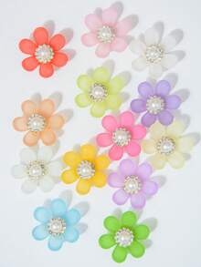 10-150pcs 20mm Multicolor Six-Petal Sunflowers, With Semi-Transparent Petals And A White High-Gloss Pearl, Sparkly Rhinestone Center, Can Be Used For Bows, Brooches, Buttons, Crowns, Fashion Accessories, DIY Craft Materials - Colorful White Pearl Sunflower - View 6