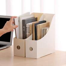 1 pieza Organizador de archivos de escritorio para estudiantes, suministros de oficina, estantería de plástico, caja de almacenamiento de archivos, vuelta a la escuela - A - Ver 2