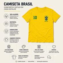 Brazil Kids' Fan Jersey Number 10 Football Yellow Premium - 黃色 - 查看 5