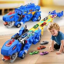 Best-Selling 3-In-1 Transformable Mecha Tyrannosaurus Rex Storage Racing Car, Free Assembly Extendable Track For Enhanced Play Experience, Multiple Cars Synchronized Battle Competition Full Of Fun, Boys And Girls Love It, Exquisite Holiday Gift For Halloween And Birthday Atmosphere - Multicolor - View 9