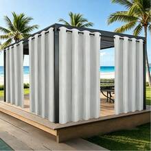 FLYINGCURTAINS 1pc Indoor/Outdoor Waterproof Curtain Panel - Insulated, UV Protection & Blackout, Grommet Top, Suitable For Patio, Gazebo, Porch, Sold Individually (Multiple Colors And Sizes Available) - white ash - View 2