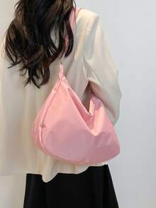 2026 Nouveau sac bandoulière grande taille pour l'été, sac d'étudiant pour la rentrée scolaire, sac bandoulière grande capacité, sac de mode pour les trajets quotidiens, sac gilet, sac dumpling, sac polyvalent pour femmes, sac de voyage - Rose bonbon - Voir 3