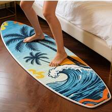 1 pieza Alfombra con forma de tabla de surf con rayas geométricas, felpa de cachemira sintética 300, alfombra decorativa para la cama, decoración de dormitorio, alfombra pequeña, alfombra, decoración del hogar, alfombra de sala de estar, alfombra pequeña de sala de estar, alfombra de dormitorio, decoración del hogar de sala de estar, alfombra para exteriores, alfombra lavable - Multicolor 8 - Ver 3