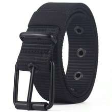 1pc Unisex Multi-Function Nylon Belt - Breathable Canvas Design, Quick Release Buckle, Comfortable & Durable, Suitable For Outdoor Sports And Training, Black, Sports Belt | Adjustable Belt | Durable Belt, Multi-Function Outdoor Belt - 黑色 - 查看 1