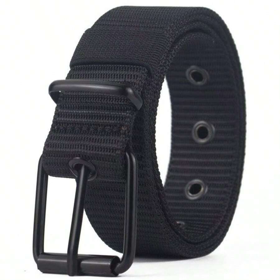 1pc Unisex Multi-Function Nylon Belt - Breathable Canvas Design, Quick Release Buckle, Comfortable & Durable, Suitable For Outdoor Sports And Training, Black, Sports Belt | Adjustable Belt | Durable Belt, Multi-Function Outdoor Belt - 黑色 - 查看 1