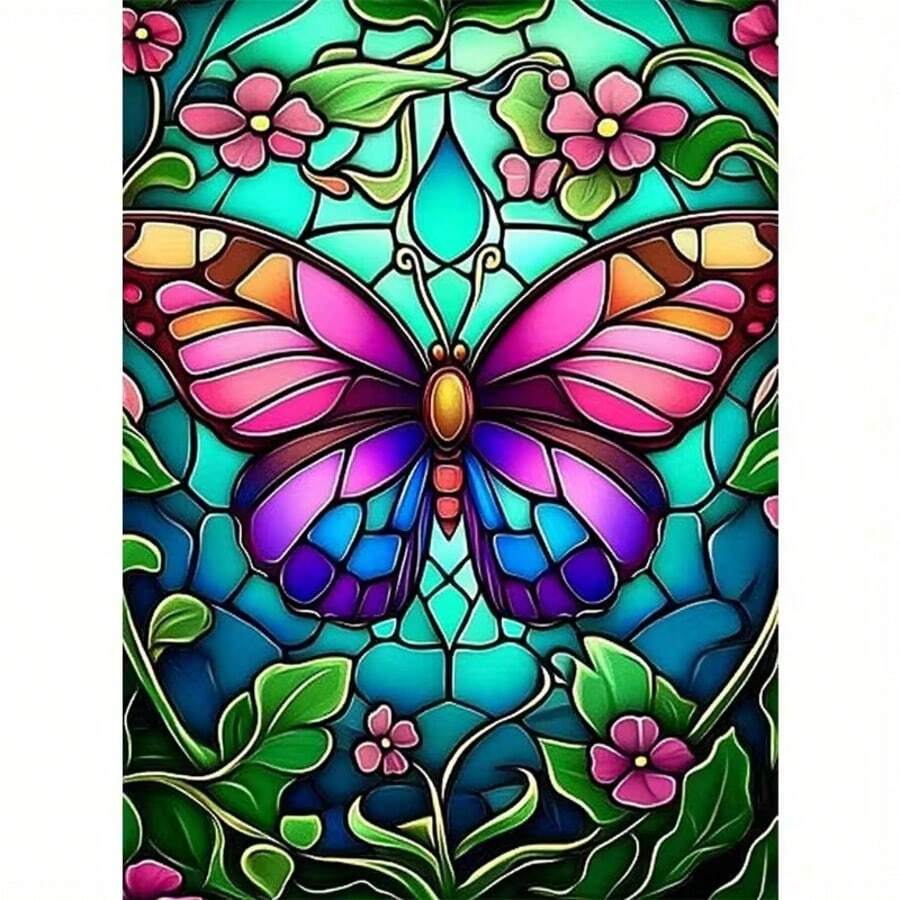 1pc [30*40cm/11.8*15.7in]5D Acrylic Diamond Painting Kit, Butterfly Pattern, Suitable For Adult Beginners DIY Mosaic Diamond Art, Full Drill Handmade Self-Design DIY Diamond Painting Applicable For Living Room, Bedroom, Office Wall Decoration Hanging Painting, Surprise Home Decor Gift For Family And Friends, Unframed - No Frame - View 1