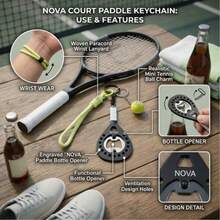 Tennis Racket Shaped Bottle Opener Keychain, Durable Metal Pocket Size Beverage Opener With Key Ring - Multicolor - View 5