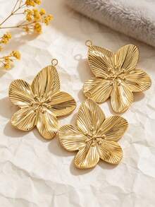 5pcs Stainless Steel 18K Gold-Plated Charms: Fashionable Heart-Shaped Flower Pendant Necklace And Earrings-DIY Jewelry Making Bag Charms Trinkets - Pendants - View 2