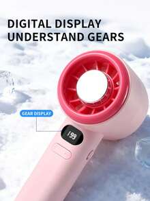 AOYI 1pc Rechargeable Lithium Battery Digital Display Portable Handheld Mini Fan With 199-Speed Adjustment And USB Charging Cable - Multicolor - View 9