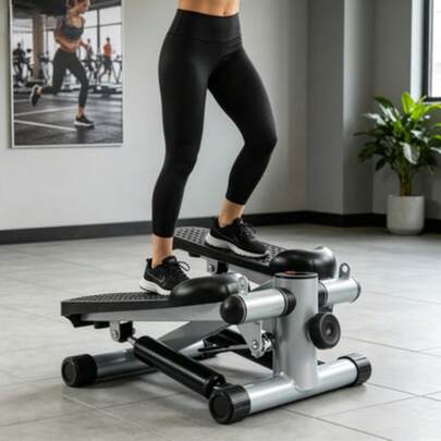 Mini Stepper With Resistance Bands, Compact Stair Stepper For Full Body Workout