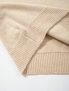 Men's Fashion Casual Vacation Daily Commute Home Wear POLO Collar Button Half Cardigan Long Sleeve Loose Ribbed Pullover Knit Sweater Autumn Winter Style - Khaki - View 9