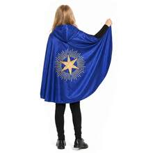 Capa con capucha de Halloween, manto de mago diablo azul, sombrero, traje de juego de rol para la fiesta del jardín de infancia de magos - Multicolor - Ver 4