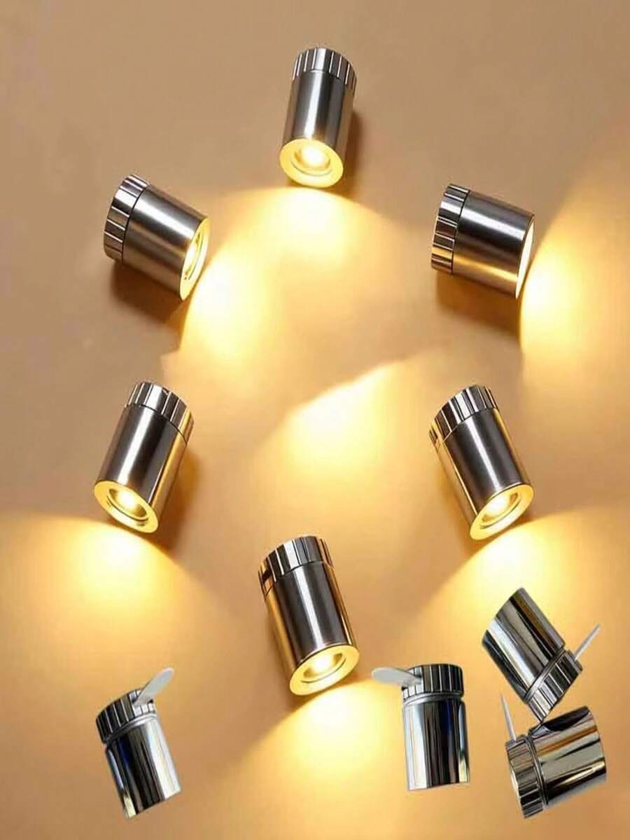 12pcs Compact Durable LED Spotlights Innovative Battery Powered Base Warm White Mini Lights Suitable For Dollhouse Lighting, Jewelry Display Case, Balloon Lighting, Party Decoration, Holiday Decoration, Birthday Decoration - Multi-color light - View 1