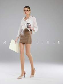 MOIRÉALLURE 1pair Solid Color Suitable For Daily Life Basic Tights - Clear - View 5