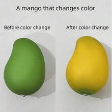 1 pieza Juguete antiestrés de mango que cambia de color, cambia de amarillo cálido a verde, juguete de apretar súper suave de rebote lento, juguete de fruta realista y lindo para los dedos, adecuado para adultos - Multicolor - Ver 6
