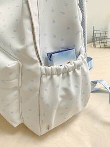 Mochila con patrón de estrellas dulces para niñas, mochila escolar ligera con múltiples bolsillos, mochila linda para uso diario y viajes, accesorio versátil esencial para la temporada de regreso a clases - Multicolor - Ver 10