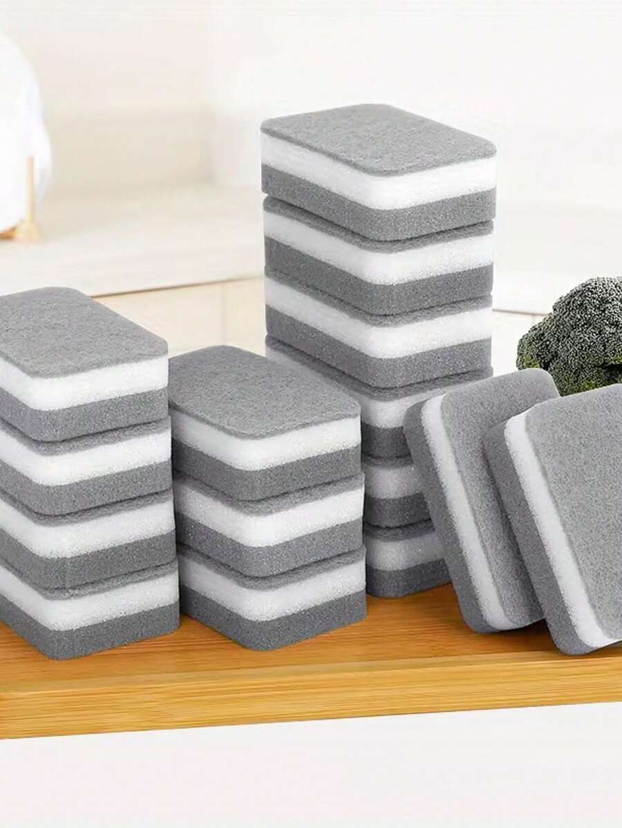 1pc Cleaning Sponge, Yellow & Green Dual-Sided Scouring Pad, Household Cleaning, Dishwashing Sponge, Premium Kitchen Sponge, Durable Scratch-Resistant Sponge, Super Absorbent, Cleaning Supplies, Cleaning Tools, Home Essential Cleaning Tool - A - View 1