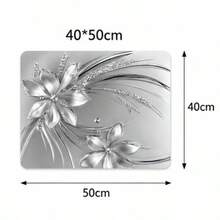 1pc/2pcs Diatomaceous Earth Silver Metallic Floral Rhinestone Stove Top Cover Mat, Non-Slip Heat-Resistant Waterproof Pad, Suitable For Kitchen Countertop And Washing Machine Surface - Multicolor - View 12