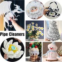 White Encrypted Pipe Cleaner Sticks, Creative Handmade DIY Party Decoration, Includes Iron Wire Buds, Suitable For Classroom Decoration, Office Supplies, World Cup Handmade Decoration, Home Decor, Graduation Gifts, Friends Gifts - Multicolor - View 9