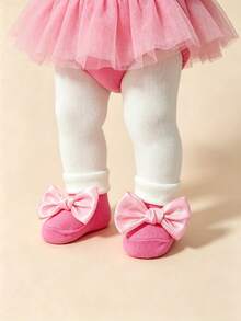 2 Pairs Sweet & Cute Bow Decor Color Block Elegant Short Socks For Baby Girls, Cuffed Socks, Candy Color Palette, Suitable For Full Moon Photo Shoot, As Gift - Multicolor - View 4