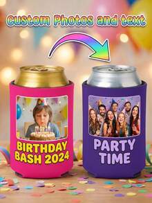 Custom Photo & Text Memorial Can Cooler,Personalized Family Photo Beverage Insulator,Customizable Date Heart Pattern Can Sleeve,Neoprene Navy Blue Multi-Photo Koozie, Neoprene Material, Heat Transfer Printing,Insulation & Cold Retention,Heart Frame Design,Anti-Slip & Wear-Resistant,Home Users - Royal Blue - View 13