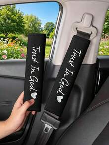 2Pcs Heart Pattern Car Seat Belt Covers, Soft Seatbelt Shoulder Strap Pads, Anti-Strangulation Car Interior Accessories For Women - Embroidered Shoulder Pads - View 11
