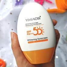 SPF50 PA+++ 美白防晒保湿不油腻面部防晒乳液，防止皮肤变黑和晒伤，防晒霜 - 黃白色 - 查看 9