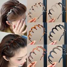 2/1pc Korean Style Long Tooth Wavy Headband, High Crown Design, Face Washing Hairband For Organizing Loose Hair, Non-Slip Women's Hair Accessory - One Size - View 4
