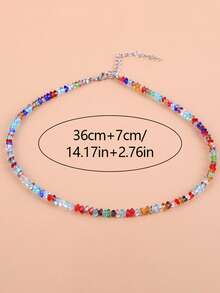 1pc Fashionable Colorful Triangle Geometric Pattern Crystal Collarbone Necklace, Minimalist & Unique, Suitable For Women's Daily Wear, Party, Gathering, Vacation And Travel - Multicolor - View 4