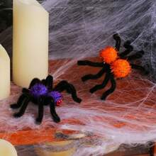 1pc Halloween Realistic Spider Hair Clip, Plush Spider BB Clip, Funny Party Decoration Hair Accessory - Multicolor - View 4