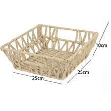 Simple Square PVC Rattan Storage Basket, Beige, Gray, White, Hand-Woven Breathable Structure For Home & Dorm Use, Sundry Organizer, Fruit Container, Desktop Arrangement Bin - Storage Baskets - View 11