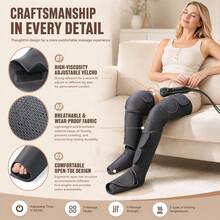Air Compression Leg And Foot Massager, 8 Airbags Full Wrap Calf Massage Boots With Heating, 5 Adjustable Intensity Levels, 3 Heating Settings, Home Electric Massage Device - Black - View 3