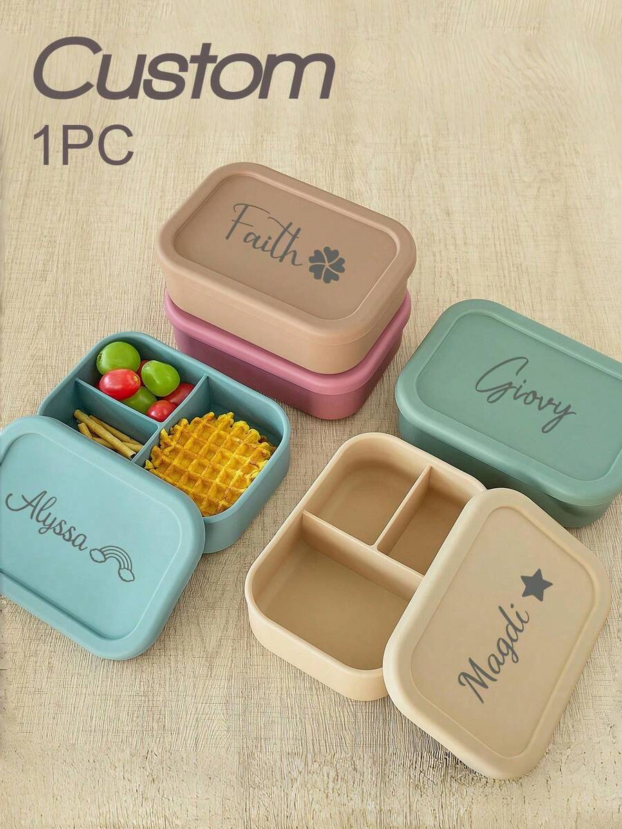 Customized Silicone Lunch Box, Back To School Bento Box, Portable Space-Saving Food Storage Container For Work And Outdoor Use