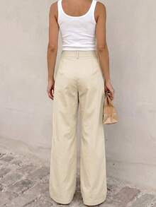 Pantalones largos de unicolor casuales y versátiles para uso diario para mujeres - Albaricoque - Ver 6