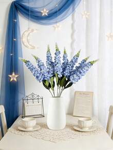 1 Pc Snapdragon, Delphinium, Hyacinth Artificial Silk Long Stem Fake Flowers For Wedding, Engagement, Home, Outdoor Party Floral Arrangement, Table Centerpieces, Etc. - Blue - View 6