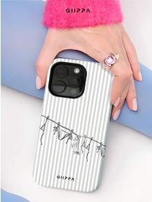 1pc Vacation Style Striped & Bikini Pattern Design Phone 17 Pro Max Phone Case, Compatible With Phone 16 Pro Max, 15 Pro Max, 14 Pro Max, Korean High-End Fashion Fun Phone Case, Compatible With 11/12/13/14/15/16 Pro Max Plus, Elegant Design Suitable For Men And Women, Perfect Gift For Girlfriend For Christmas, Valentine's Day, Easter, Wedding Season And Birthday! - Black - View 4