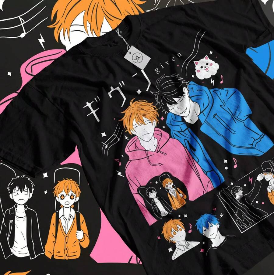 Maglietta Grafica Anime Given Sato Mafuyu Kawaii Regalo per Ragazze Tutte le Taglie Nero - nero - Visualizzare 1
