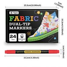 24/36 Intense Colors Fabric Markers Pens Set ,Brush And Fine Point Tip Textile Marker Pen, Dry Quickly Acrylic Paint Pen For Tote Bags, Clothes & Jackets, Sneakers,Banners And More - Sets - View 8