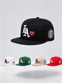 1 buah Topi Baseball Hip Hop Unisex dengan Bordir Huruf "LA", Dapat Diatur Ukurannya, Cocok untuk Olahraga Luar Ruangan, Mendaki, dan Pemakaian Sehari-hari Kasual - LA Earth Heart Flat Eaves - View 9