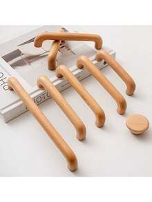 Pegangan Furnitur Kayu Minimalis Modern Warna Kayu Alami Tarikan Laci Lemari Dapur Aksesori Perangkat Keras Furnitur Kayu Solid - pohon beech - View 2