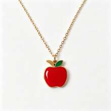 YUZENG Summer Fresh Fruit Necklace Collection, Hypoallergenic Stainless Steel, Cherry/Watermelon/Dragon Fruit Pendants, Versatile Daily Jewelry - Gold - View 17