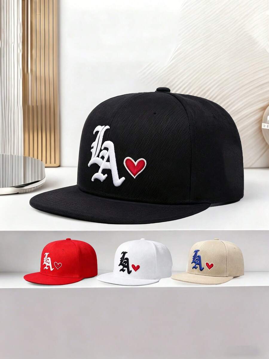 1 Stück Unisex Baseballkappe mit besticktem Buchstaben "LA" im Hip-Hop-Stil, verstellbar, geeignet für Outdoor-Sport, Wandern, lässigen Alltag