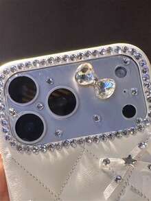1pc Shiny Rhinestone Bow Pearl Transparent Camera Lens Protector, Compatible With IPhone 17 Pro Max 17 Pro, Y2K Girl & Women Fashion Luxury Full Coverage HD Glass Lens Protector Cover - Bow - View 5