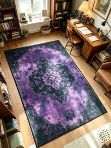 1 pièce Tapis de style persan violet et noir, tapis décoratif, décoration de chambre, petit tapis, tapis, décoration de maison, tapis de salon, tapis de chambre, décoration de maison de salon, tapis d'extérieur, tapis lavable - Multicolore - Voir 5