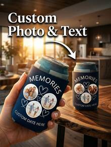 Custom Photo & Text Memorial Can Cooler,Personalized Family Photo Beverage Insulator,Customizable Date Heart Pattern Can Sleeve,Neoprene Navy Blue Multi-Photo Koozie, Neoprene Material, Heat Transfer Printing,Insulation & Cold Retention,Heart Frame Design,Anti-Slip & Wear-Resistant,Home Users - Royal Blue - View 12
