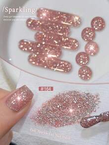XEIJAYI Pink Glitter Diamond Nail Polish, Shimmering Reflective Red With Glitter, Holographic Reflective Removable UV/LED Nail Art, Formula, Suitable For Home And Salon Use, Essential For Spring - Pink - View 5