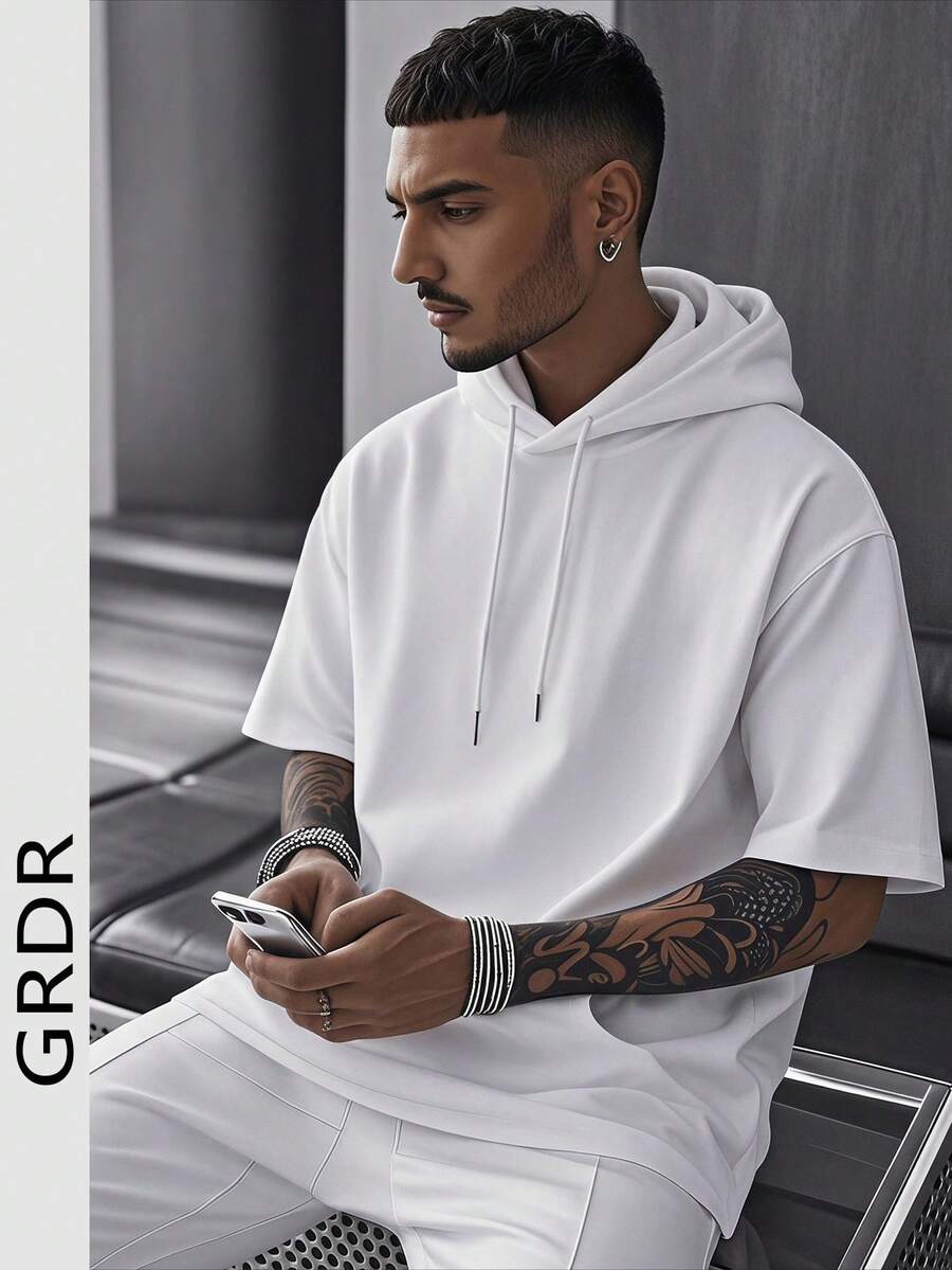 Camiseta de manga corta con capucha de moda para hombres GRDR | Diseño exquisito | Esencial de verano | Fácil de combinar | Muestra tu estilo