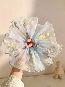 French Embroidery Mesh Skirt Scrunchie For Women, Ethereal Gentle Style Ponytail Hair Tie - Multicolor - View 8